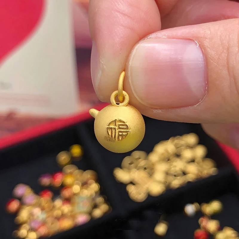 Hot Sale 24K Yellow Gold Pendant 999 Gold 3D Bowl Necklace Pendant For Children