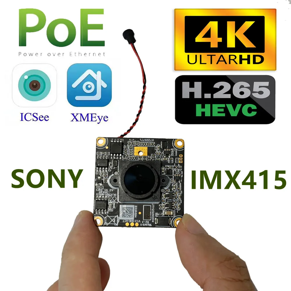 Imagem -01 - Poe Mini Cctv Video Surveillance Câmera Módulo da Câmera de Rede Starlight Pin Hole Mic Áudio H.265 Imx415 4k Sdk 8mp Xmeye poe mini cctv video surveillance camera modulo da camera de rede starlight pin hole mic audio h265 imx415 4k sdk 8mp xmeye 01