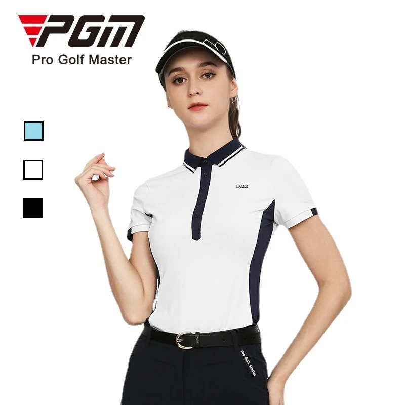 

PGM Golf Wear for Women Short Sleeves Ladies Casual Golf Apparel Women Shirt 3 Colors Breathable T-shirt Polo Sports Slim Fit