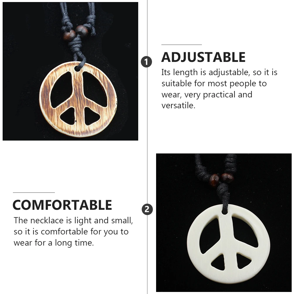 

6 Pcs Peace Sign Necklace Resin Chain Symbol Pendant Vintage Jewelry for Women Adjustable Length Lightweight Durable High Grade