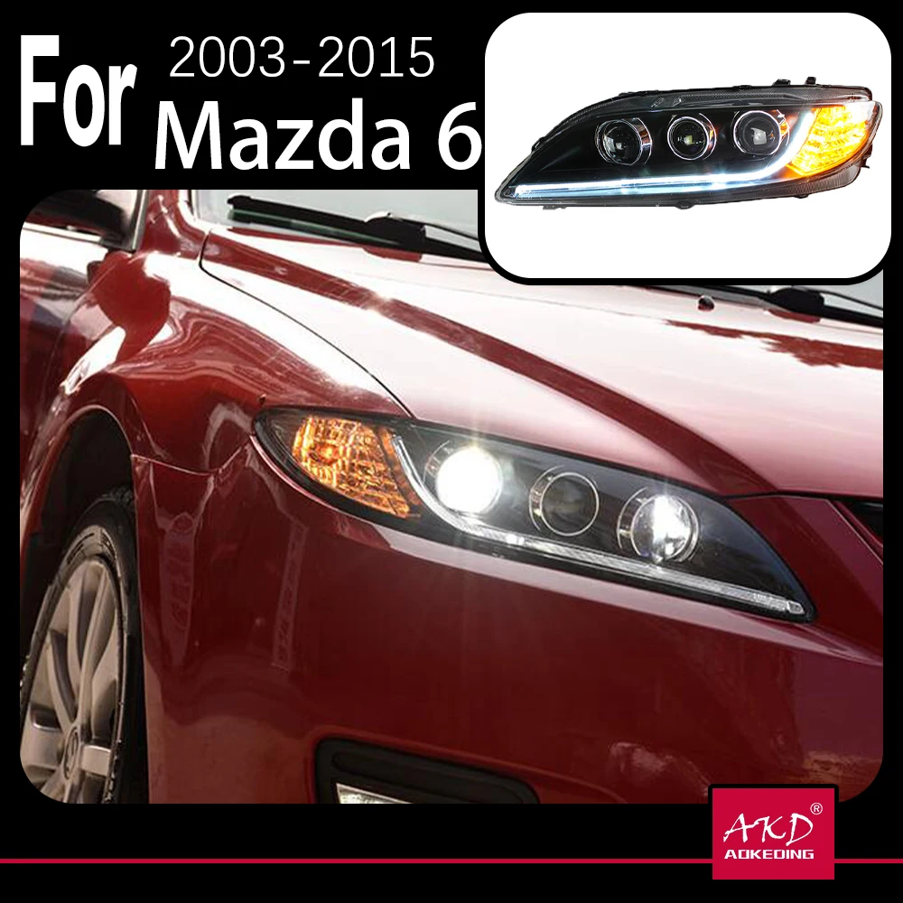 

AKD Car Model for Mazda 6 Headlights 2003-2015 Mazda6 LED Headlight LED DRL Hid Head Lamp Angel Eye Bi Xenon Accessories