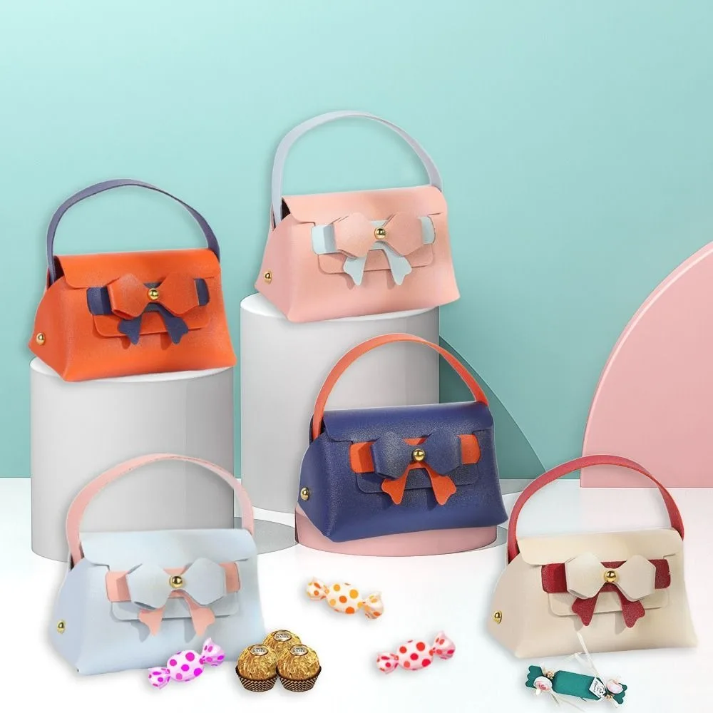 Leather Gifts Box Creative Bowknot Handbag Candy Box Coin Purse