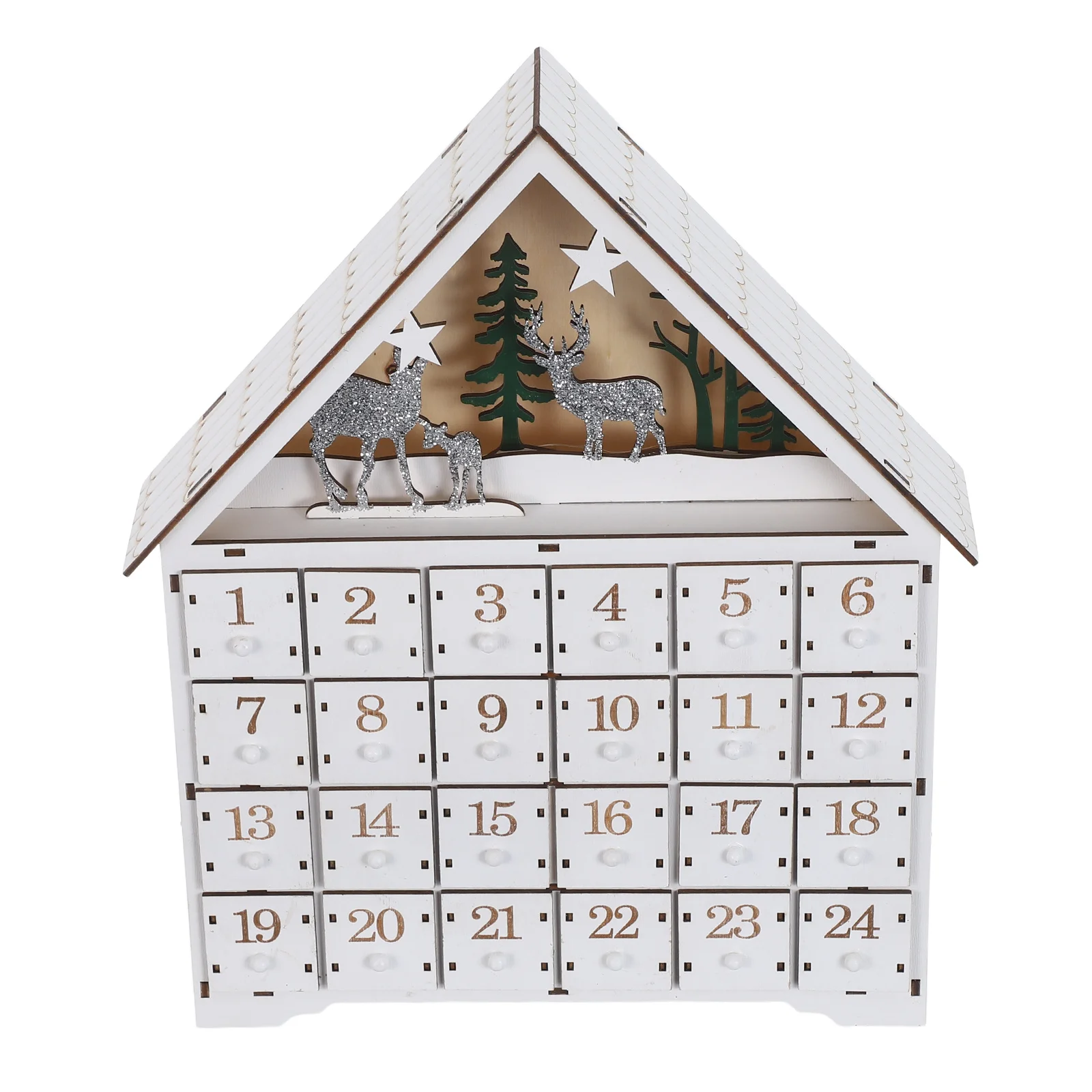 

Christmas Countdown Wooden Advent With 24 Refillable Drawers Led Holiday Decoration Home Party Centerpiece Xmas Wooden