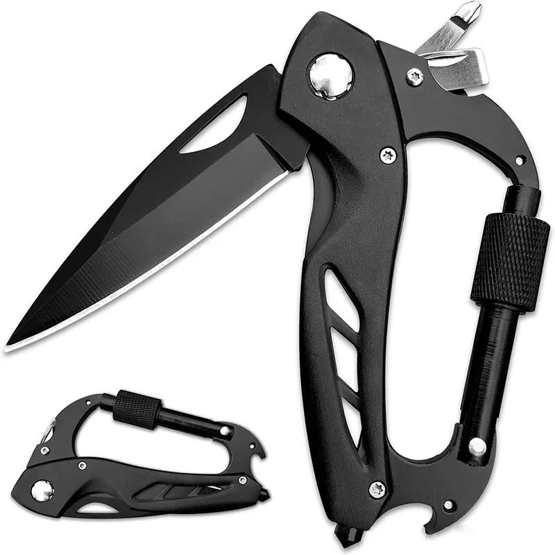 

Stainless Steel Multifunctional Handle Folding Blade Knife Mountaineering Buckle Outdoor Camping Multi Knife Without Lock