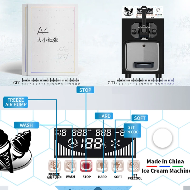 Single‑Head Automatic Soft‑Serve Ice Cream Maker, Commercial Household Type with Economical Motor for Yogurt Milk Chocolate