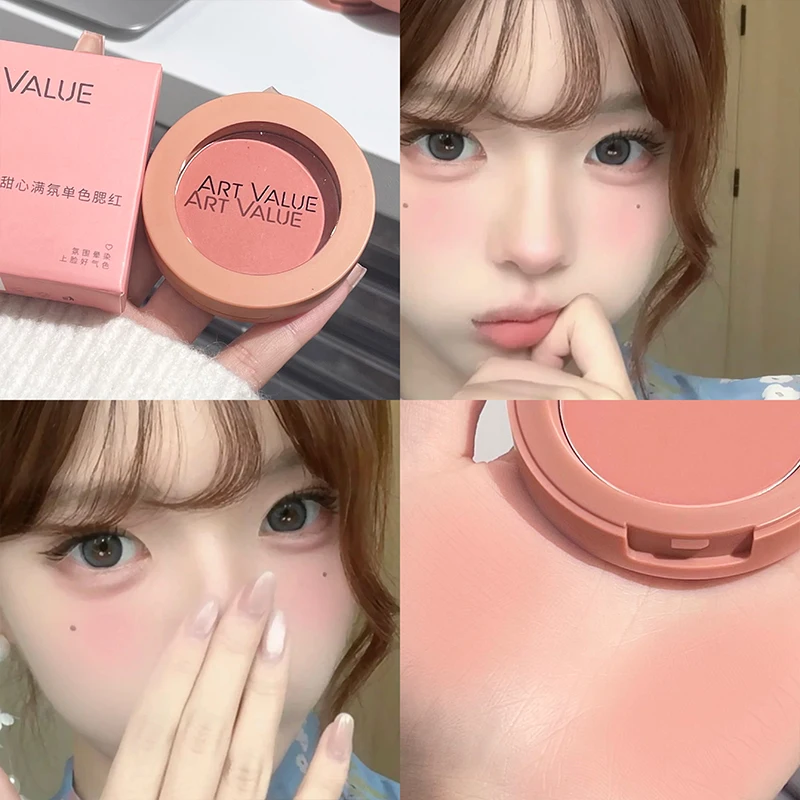 Single Matte Blush Palette Blusher Cream Contour Makeup Natural Cheek Tint Face Blusher Pink Rouge Waterproof Brighten Cosmetics