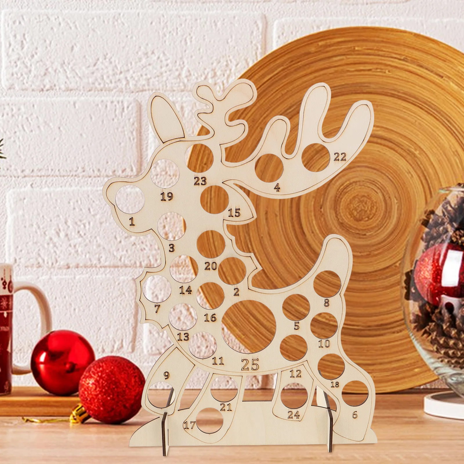 

1Pcs Elk Chocolate Rack Christmas Wood Countdown Board Calendar Personalized Design DIY Painting Smooth Surface Xmas Calendar