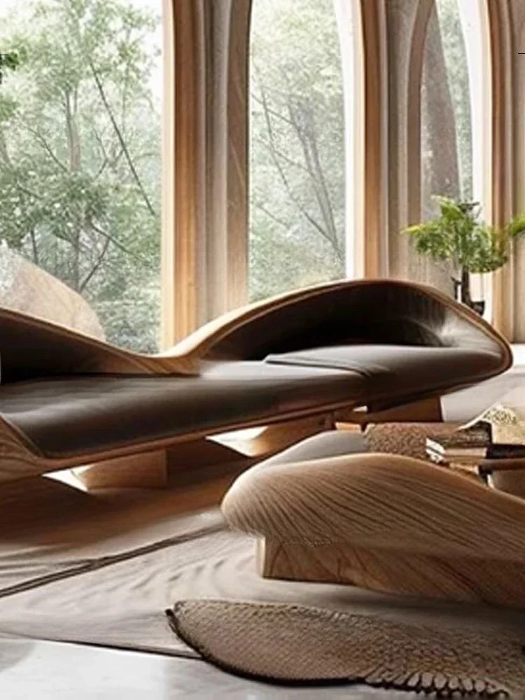 أريكة خشبية صلبة فنية لغرفة المعيشة في العصور الوسطى إبداعية متعددة الأشخاص، مزيج جديد على الطراز الصيني الجديد