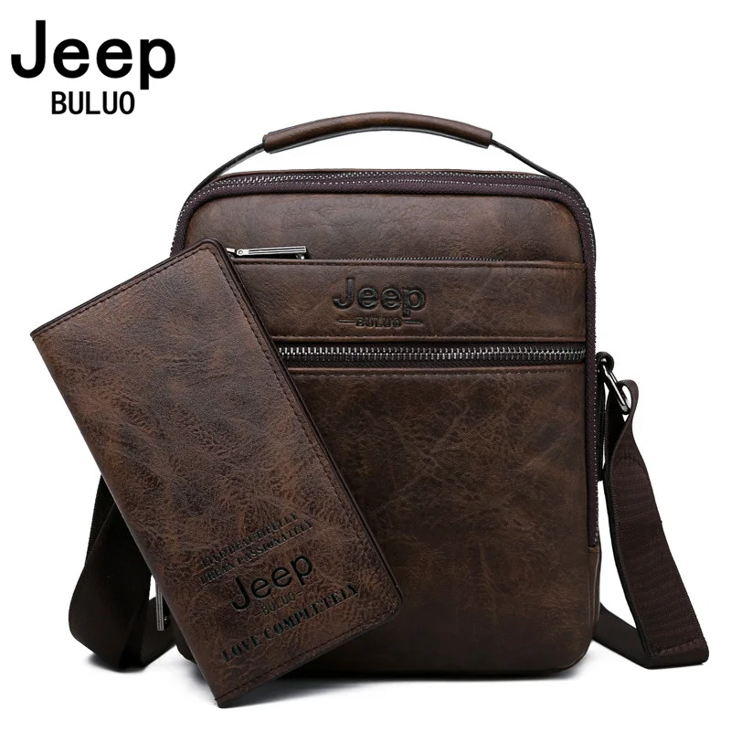 JEEP BULUO Men Bag Famous Men Shoulder Messenger Bags Split Leather Designer Crossbody Tote Men Fashion Business High Quality