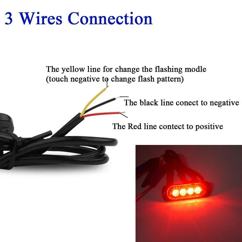 12~24V Car Flash Light 18 Modes With Accessories Bar DC Flash Flashing Hazard Lamp Motorcycle Red Strobe Trailer