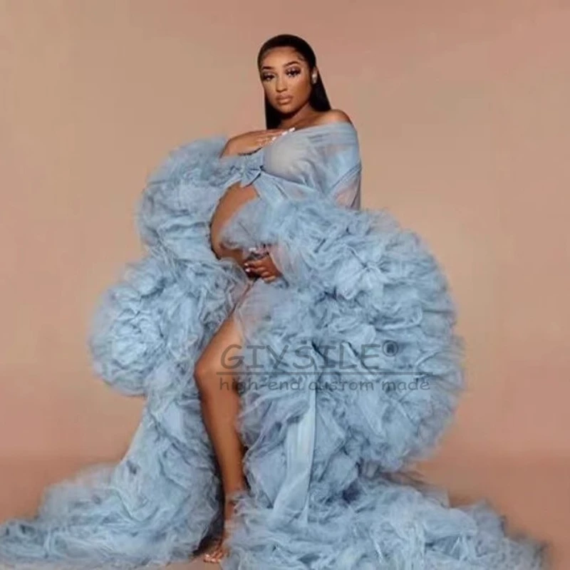 GIYSILE مخصص 2025 جديد فستان شبكي للنساء الحوامل التصوير العميق الخامس الرقبة متعددة الألوان فساتين السهرة الرسمية للحفلات