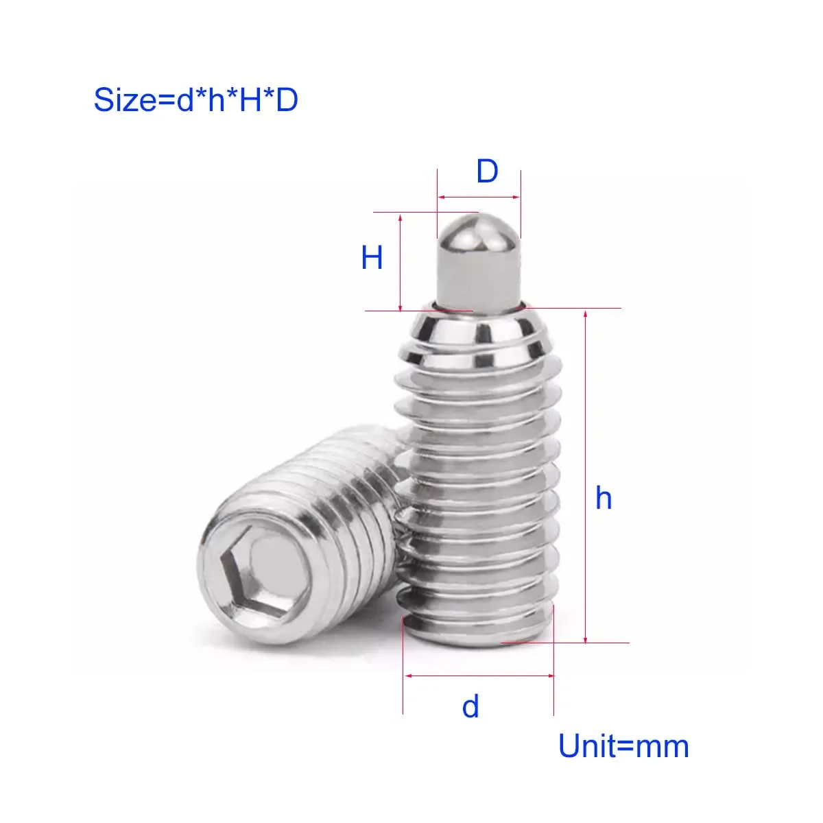 

304 Stainless Steel Column Head Ball Positioning Screw/Spring Plunger M4M5M6M8M10 M12 Telescopic Pin