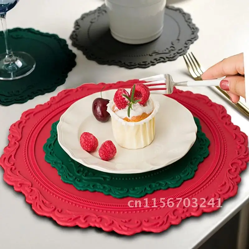 Lace Silicone Tablemat Kitchen Placemat Oil Resistant Heat Insulation Non-Slip Coaster Bowl Pads Home Washable Cup Mat 12/23/35