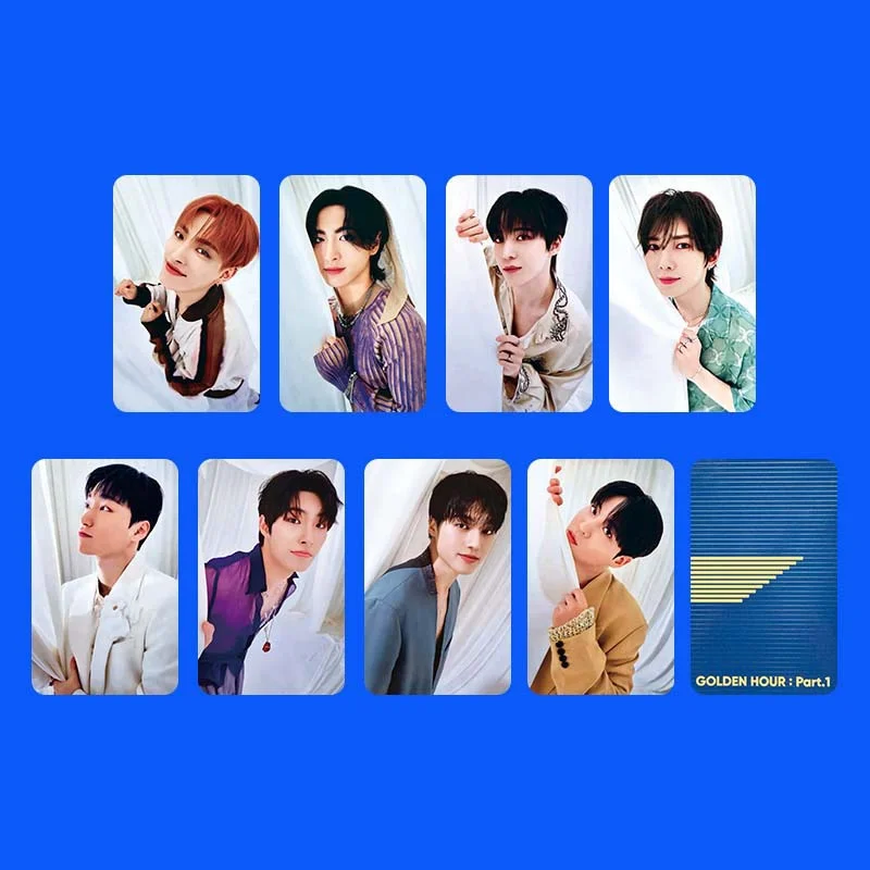 Kpop 8pcs/set ATEEZ Mini Ten Album GOLDEN HOURLOMO Card Mingi Hongjoong High Quality HD Fan Collection Gift Postcard