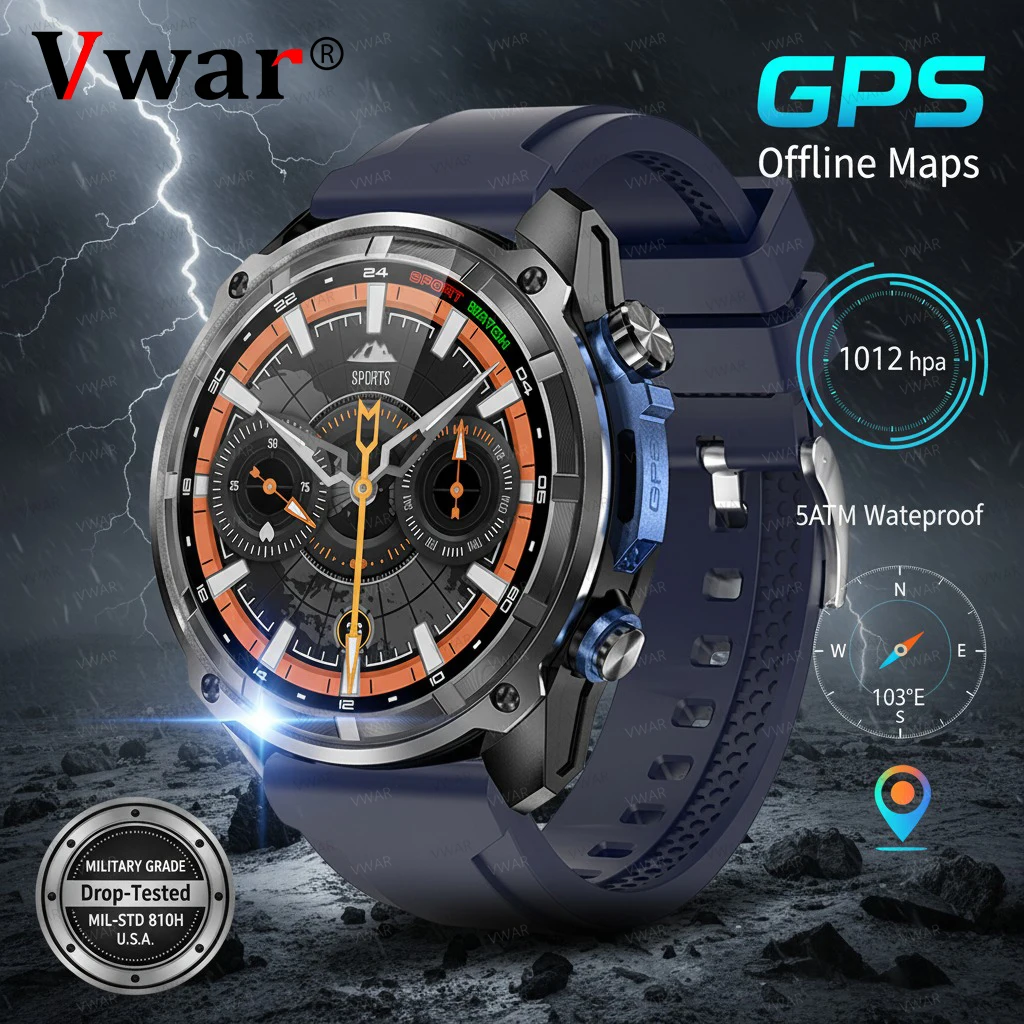 

Смарт-часы с GPS-памятью, 4 ГБ, автономная карта, спортивные часы, 1,43 дюйма, AMOLED Corning Gorilla Glass, водонепроницаемые умные часы с GPS для плавания