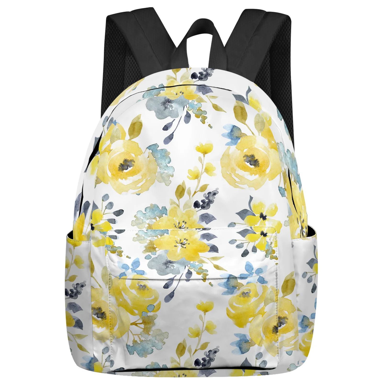 

Watercolor Yellow Abstract Flower Backpack Teenagers Student School Bags Laptop Custom Backpack for Men Women Travel Bag