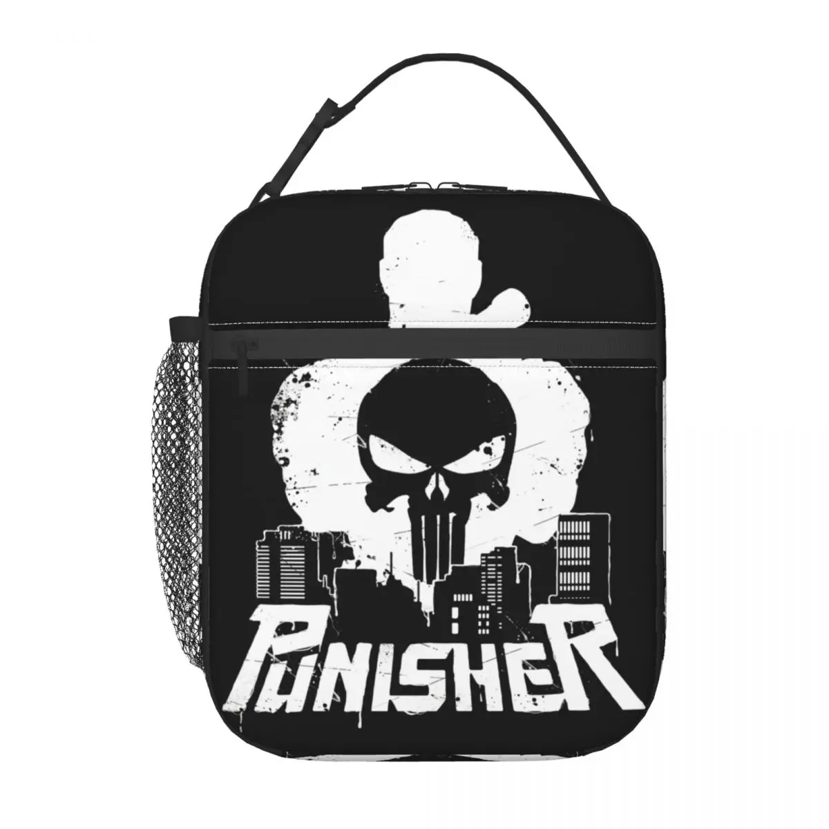 Custom Punisher Skyline Resuable Lunch Box for Women Multifunction Thermal Cooler Food Insulated Lunch Bag Kids School Children