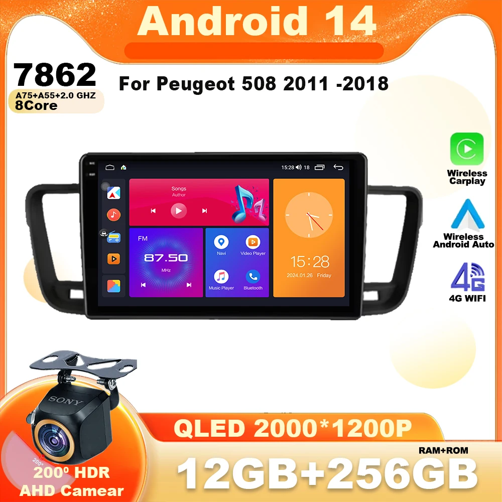 

Android 14 For Peugeot 508 2011 -2018 Car Radio Multimedia Video Player Navigation GPS Carplay Auto WIFI Stereo 5G No 2din DVD