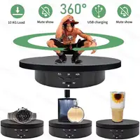 Motorizado 360 °   Soporte de exhibición giratorio con velocidades ajustables alimentadas por USB para joyería/zapatos fotografía vídeo disparo comercial