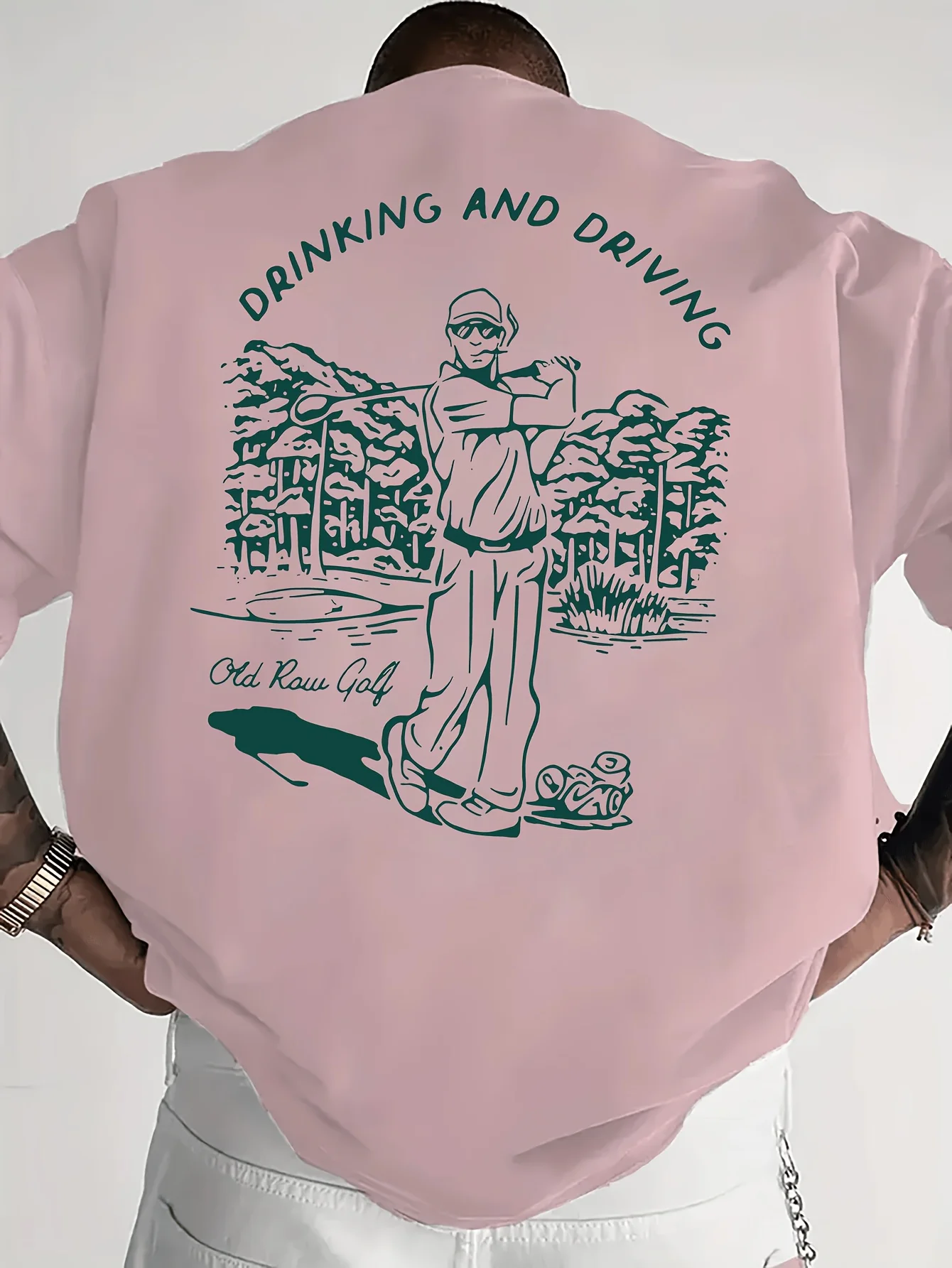 Funny Golf Drinking And Driving Graphic Back Print Tee For Men Made Of 100% Cotton Perfect For Summer Casual Streetwear view 3