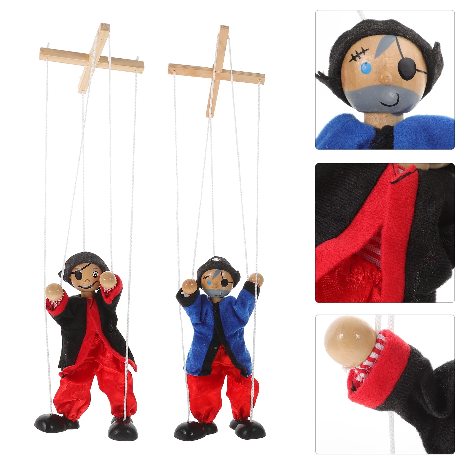 2Pcs Pirate Marionette Puppet String Wood Pirate String Marionette Puppet Show Children’s Toys Interactive Pirate Children’s