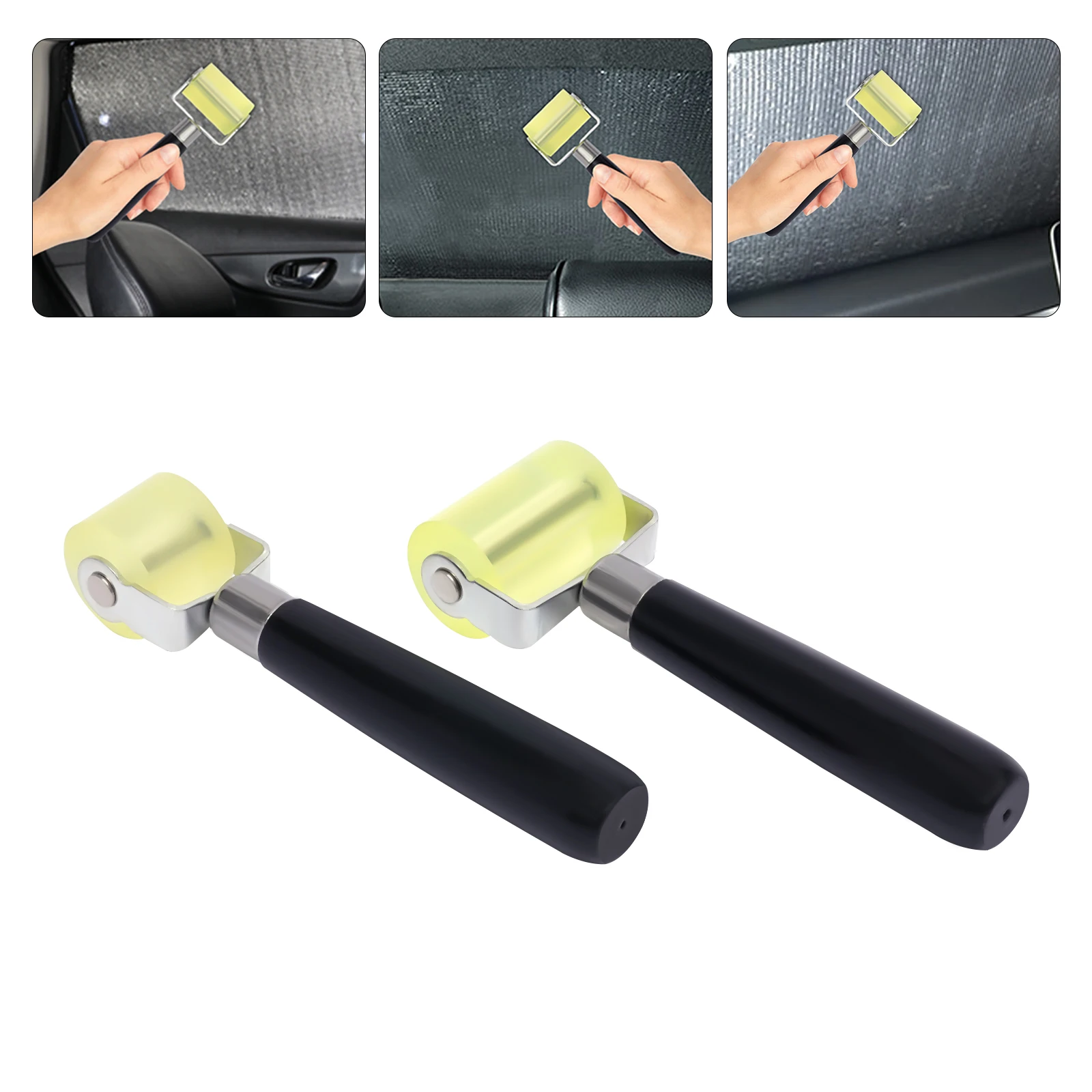 Car Audio Sound Deadener Deadening Mat Heat Shield Installation Roller Tool Black and Green Silicone and Wooden