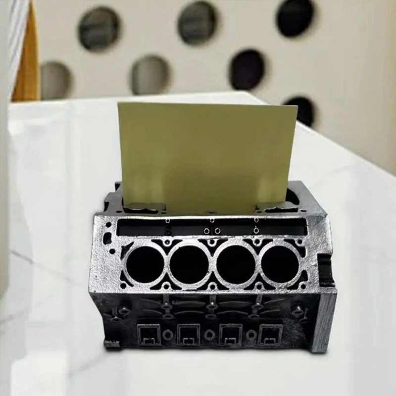 Engine Block Business Card & Pencil Holder DIY Business Card Holder Organizer Display Desk Engine Model