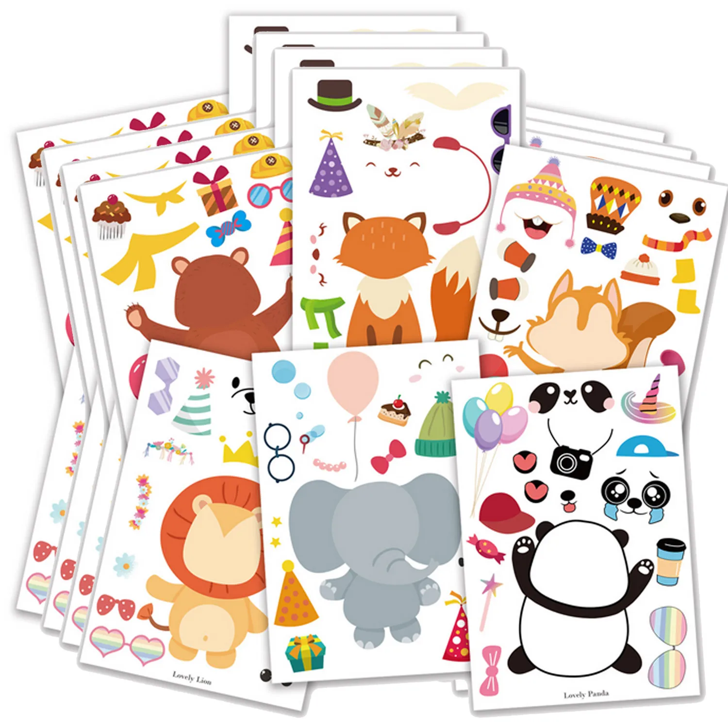 

24 Sheets Animal Stickers Bulk DIY Make Your Own Sticker Zoo Themed Birthday Party Favors Games Supplies for Children Kids