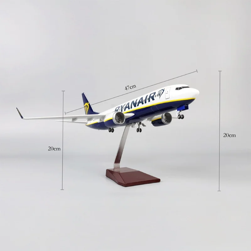 47cm 737 Model Plane Ryanair Airline B737-800 Plastic Model W Light And Wheel Landing Gear Aviation Collectible Gift