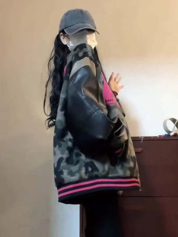 Chaquetas de Béisbol Azul Oscuro para Mujer, Estilo Náutico Otoñal, Rayas Marineras, Moda Casual, Preppy, con Cuello y Botones, Bordadas, Chic