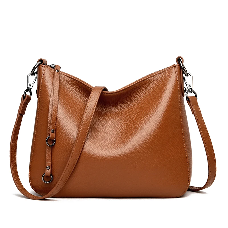 100% Cow Leather Handbag Women Genuine Leather Shoulder Bag Natural High Quality Cowhide Crossbody Large Capacity Messenger Bag