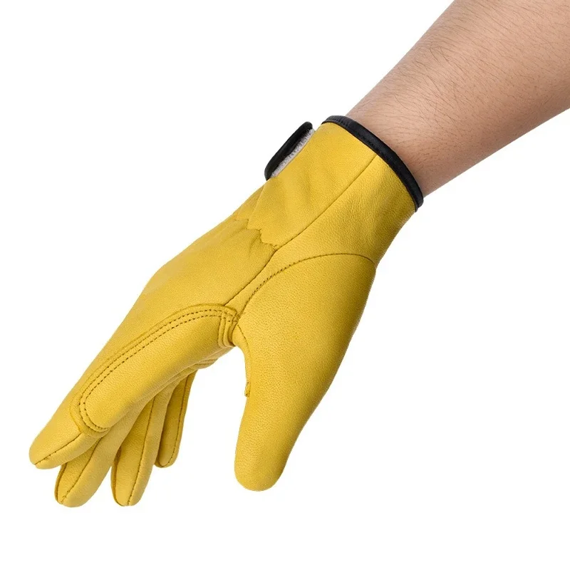 Guantes de trabajo de piel de oveja para trabajadores, protección de seguridad para soldadura, jardín, deportes, conductor de motocicleta, resistentes al desgaste, jardín, mascotas