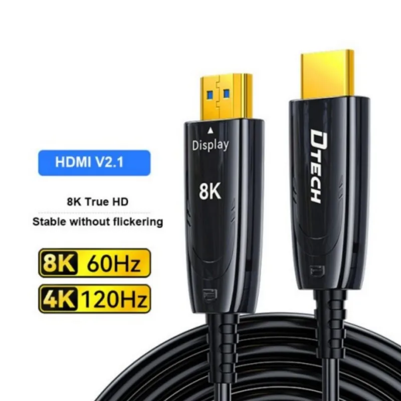 

Оптоволоконный кабель DTECH HDMI 2.1, 15 м, HD, 48 Гбит/с, аудио-видео кабель, поддержка жесткого диска 8K при 60 Гц