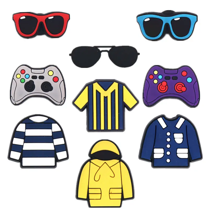 1pcs PVC Shoe Charms Accessories Clothes Sunglasses Gamepad Shoe Decorations For Bracelet Kids Gifts ZJ06LI3