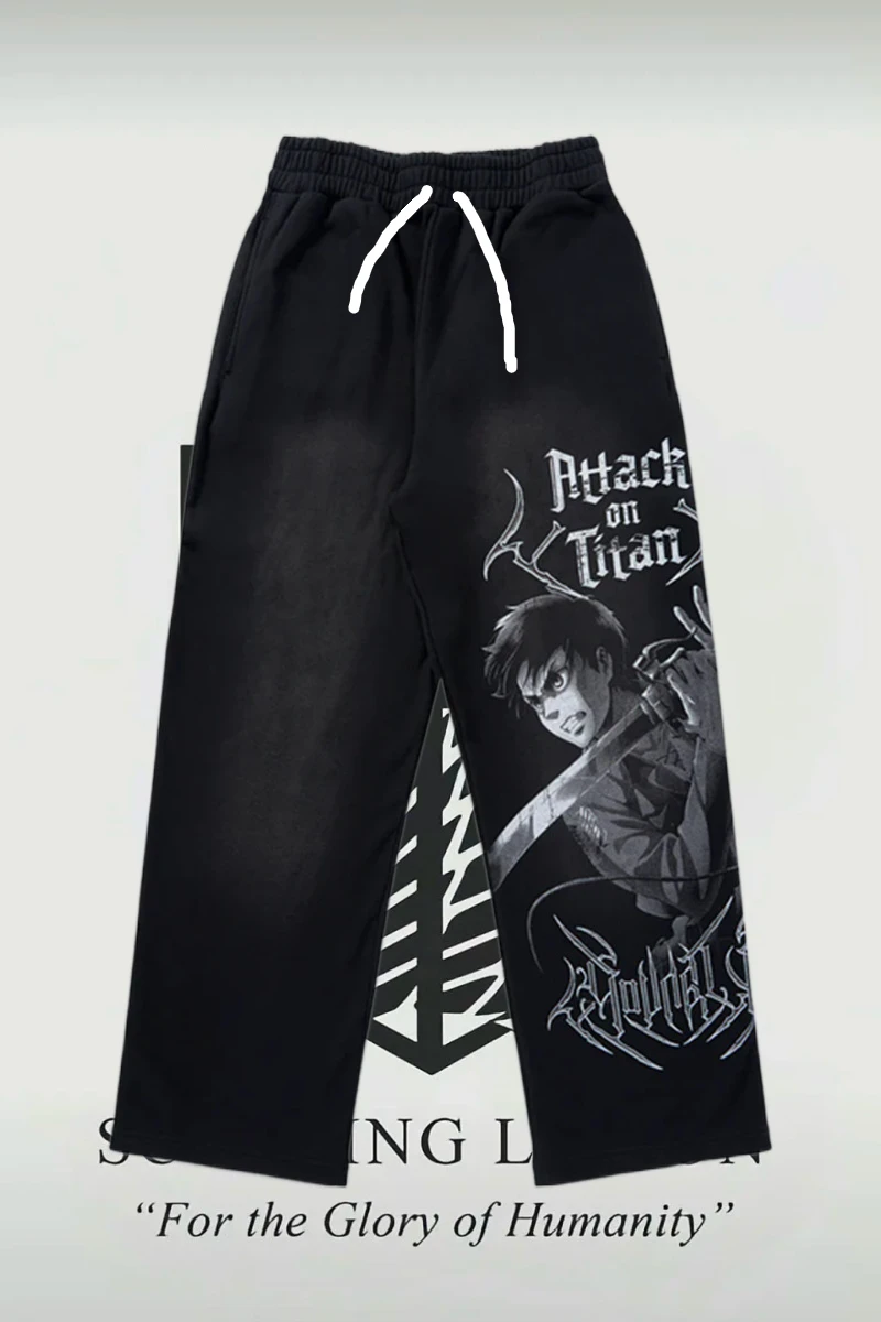 

New 25/26 Latest Hot Straight Leg Pants Anime Series Attack Giant Printed Spring and Autumn Adult Men's Casual Sports Pants