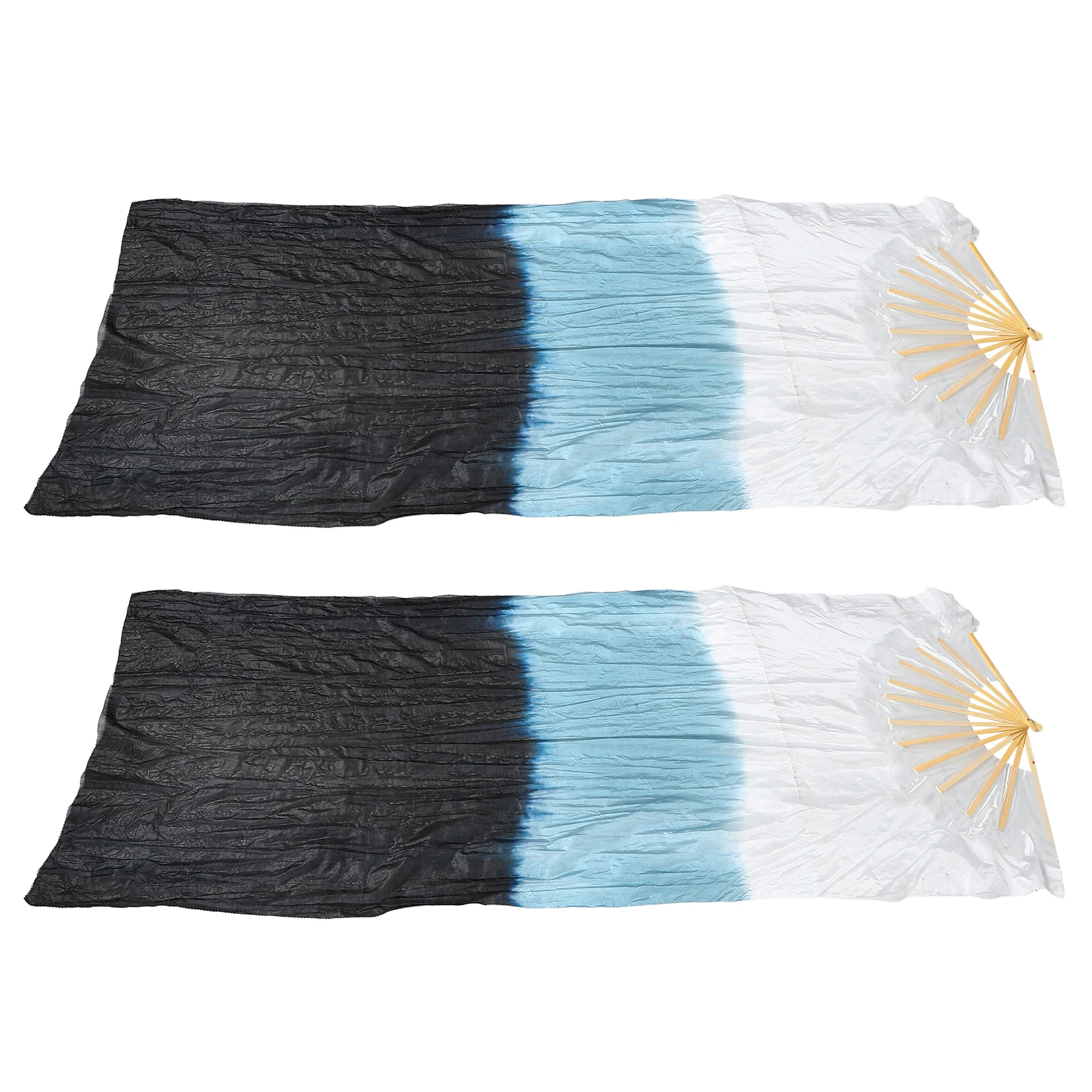 2 قطعة مراوح الرقص H عقد نسيج الحرير الصيني الدعائم طويلة قابلة للطي الخيزران مرحلة الزخرفية #2