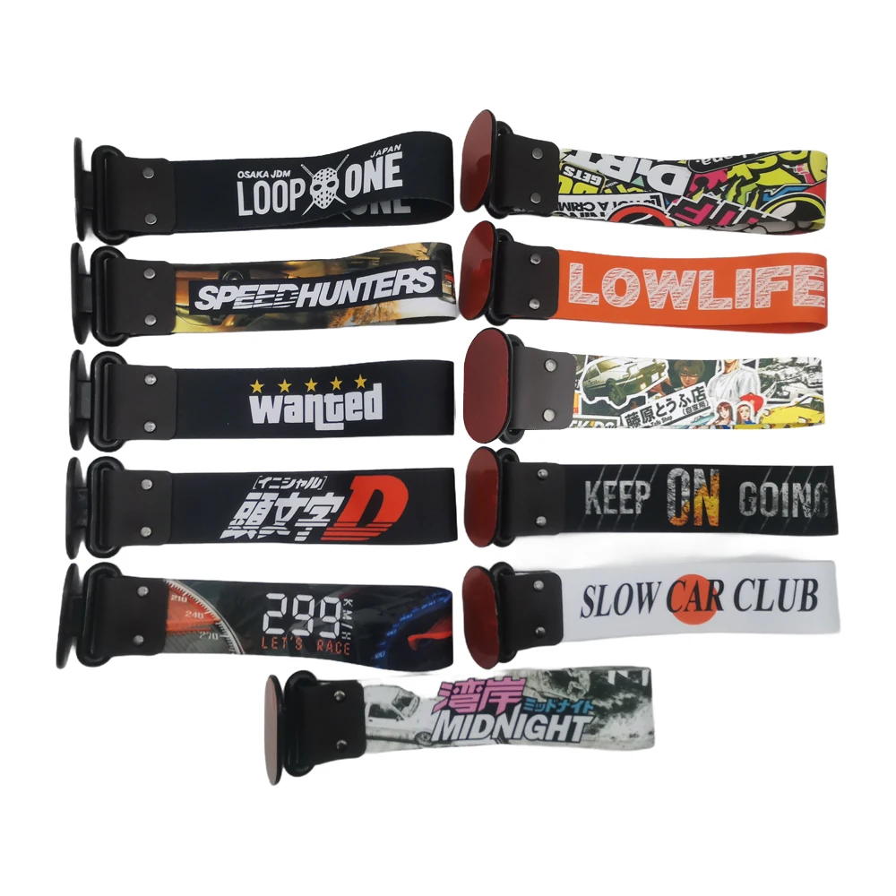 

JDM автомобильный буксировочный ремень, наклейка на бампер, тяговый буксировочный крюк, гоночная веревка, крюк для прицепа, модный декоративный ремень для буксировки Initial D