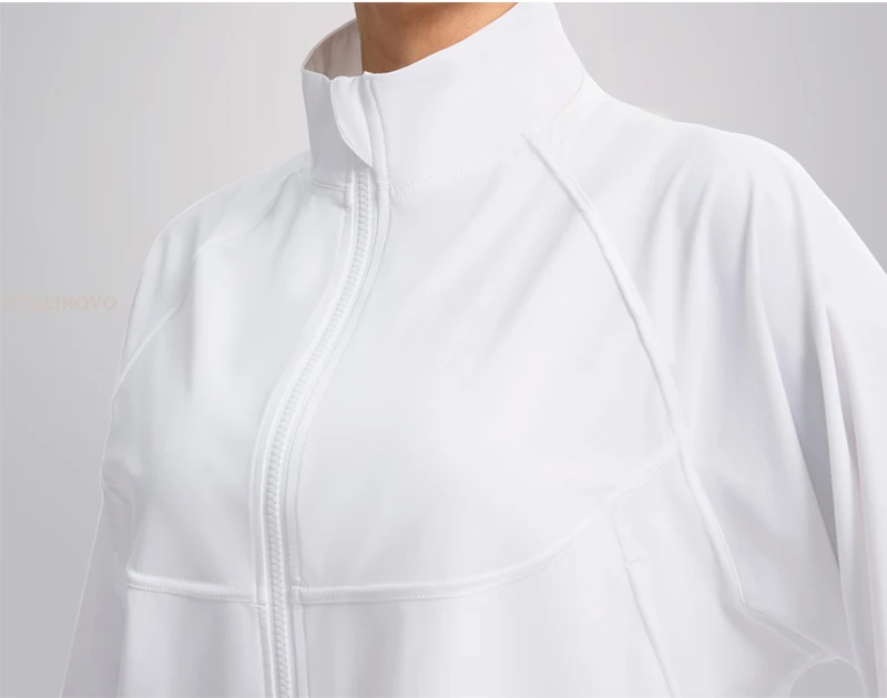 Women's Athletic Workout Running Track Full Zip Cropped Jackets UPF 50+ Sun Protection Long Sleeve Workout Shirts Yoga Gym Top