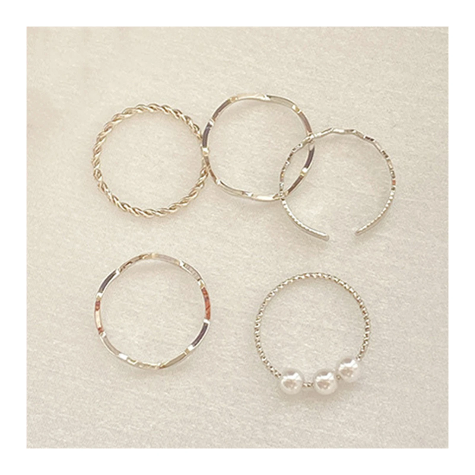 5 Piece Fashion Waves Rings Set For Women Delicate Personalized Rings Anniversary Valentine's Day Gift Delicate Accessories