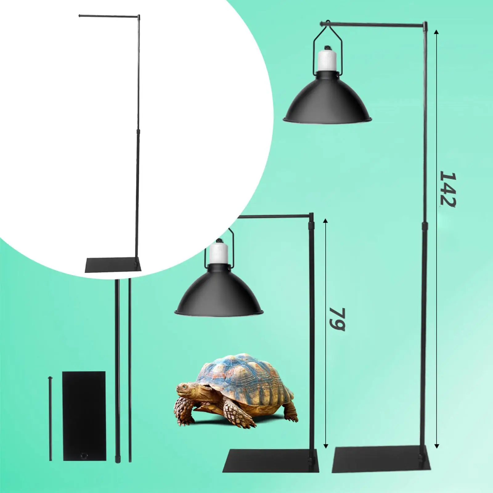 Reptile Lamp Stand Adjustable Removable Planter Holder Versatile Turtle Tank Light Stand for Geckos Lizards Hiking Living Garden