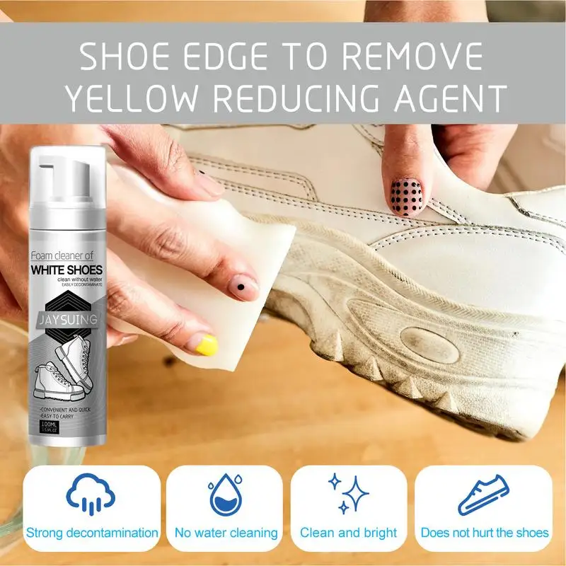 White Sneaker Cleaner Spray 100ml Sneaker Whitener Long Lasting Shoe Cleaner for White Sneakers Gentle Spray for Sneakers Care