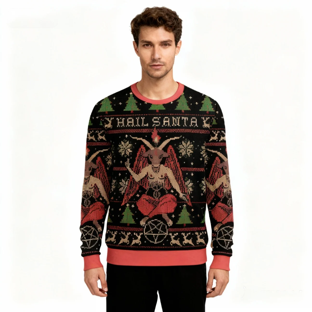 เสื้อสเวตเตอร์ตลกๆ ลายซานตาคลอส ฮาๆ สำหรับคริสต์มาส ชุดคอสเพลย์ปาร์ตี้คริสต์มาส สำหรับผู้ชาย ผู้หญิง ไซส์ใหญ่ สำหรับฤดูหนาว