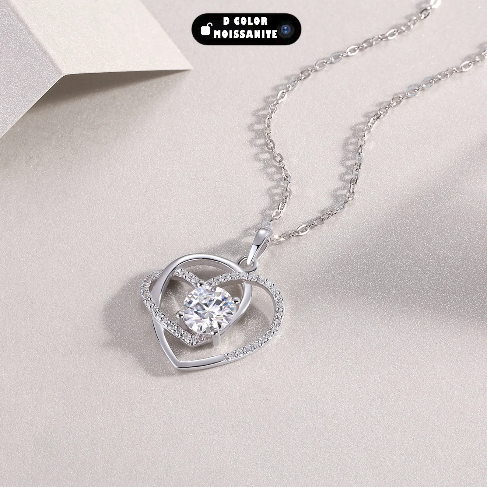 

Колье с подвеской в форме сердца из муассанита 1 карат, серебро 925 пробы, изящное украшение для повседневной носки