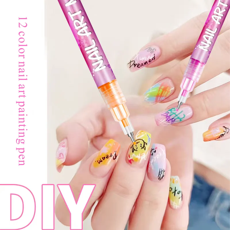 Caneta grafite para nail art, melhor acessório e pintura, adequada para padrões de flores de linha, cores brilhantes, presentes de Natal de feriado