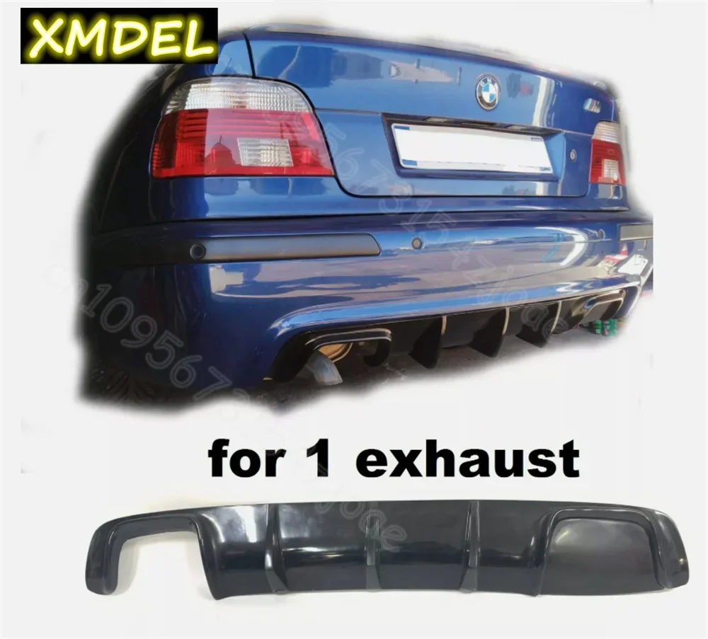 

Стайлинг автомобиля черный глянцевый + поддельное углеродное волокно ДЛЯ BMW E39 диффузор для заднего бампера M5 спойлер LIP Splitter 2 выхлопных газов для e39 mpack