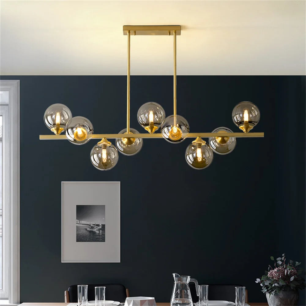 Lampadario a globo di metà secolo, lampadari lineari dal Design classico per sala da pranzo, cucina, soggiorno, altezza regolabile