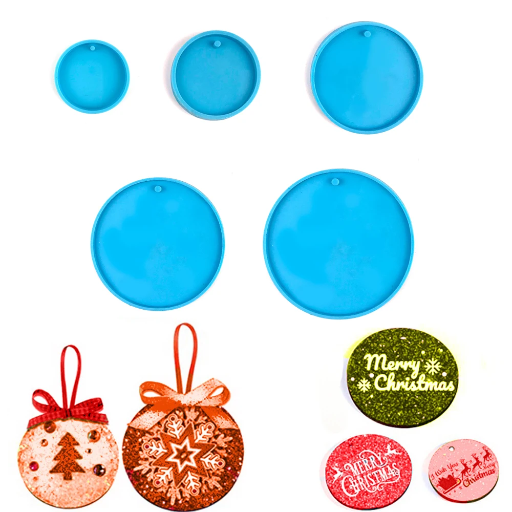 5 Size Round Tag Pendant Silicone Mold DIY Keychain Crystal Epoxy Resin Mold Hand Gift For Christmas Home Decoration Accessory