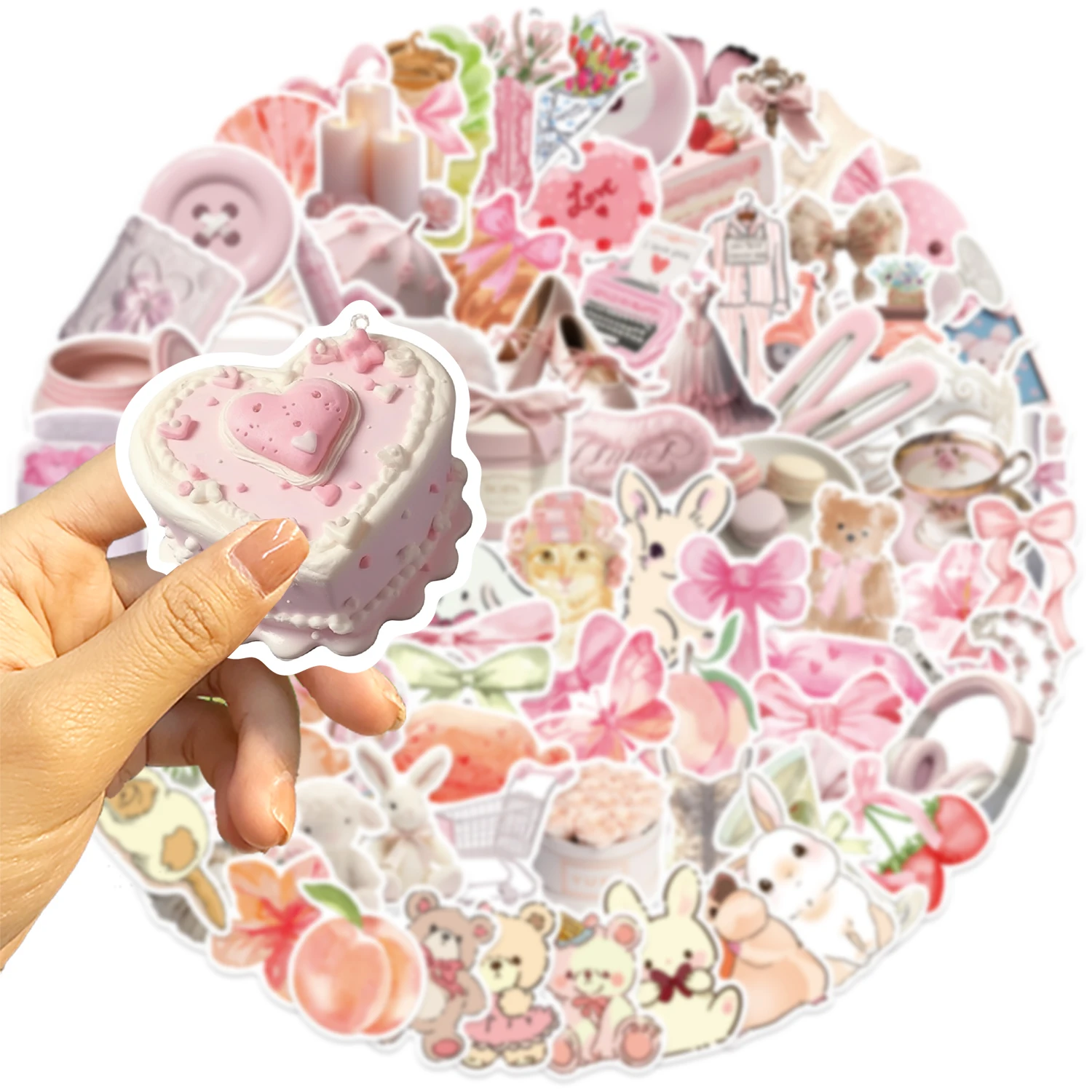 100pcs Pink Fun Stickers English Words Exquisite Handbooks Materials Phone Cases Laptop Suitcases Water Cups Waterproof Stickers