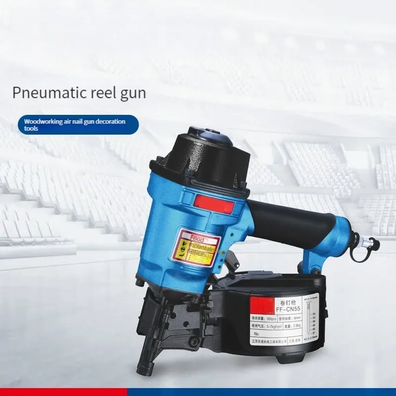 Pistola de pregos rolante, palete, estrutura de madeira, caixa de exportação, pistola de pregos redonda, arma, pistola pneumática forte para trabalhar madeira