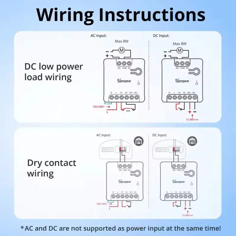 SONOFF MINI-D Dry Contact WiFi Smart Switch Matter Compatible AC/DC Input ESP32 Chip Smart Scene Group Control Via EWeLink